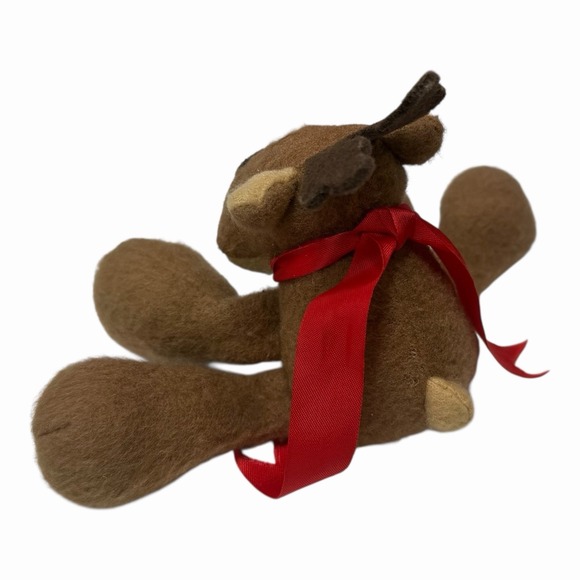 Hallmark Rodney Reindeer Plush Beanbag Stuffed Animal Christmas Red Scarf 1980s - Picture 6 of 10